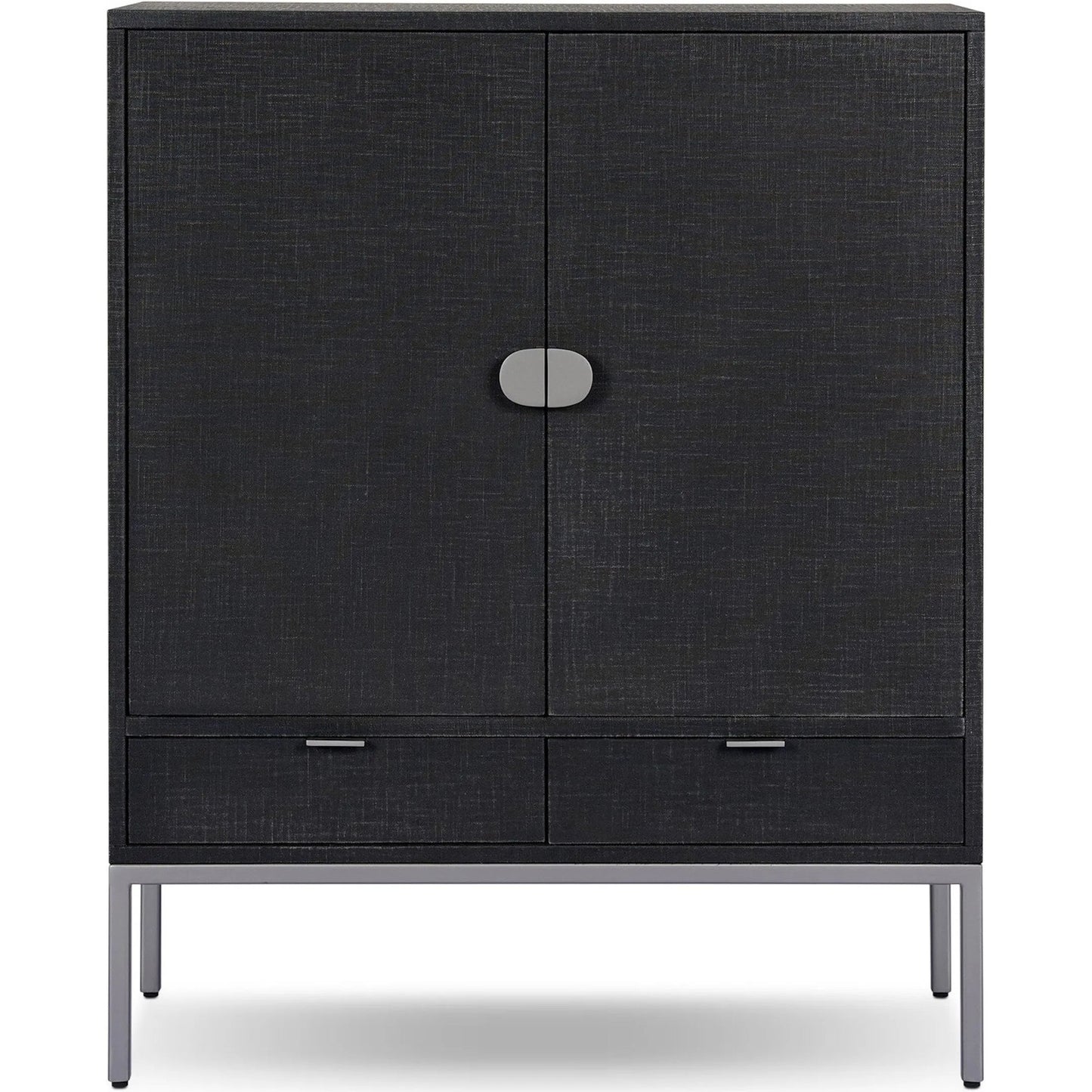 000 SI-2635291 | Additional Silo | Cressida Bar Cabinet by Four Hands in black linen, gunmetal. Made from painted linen, steel in a unique style.