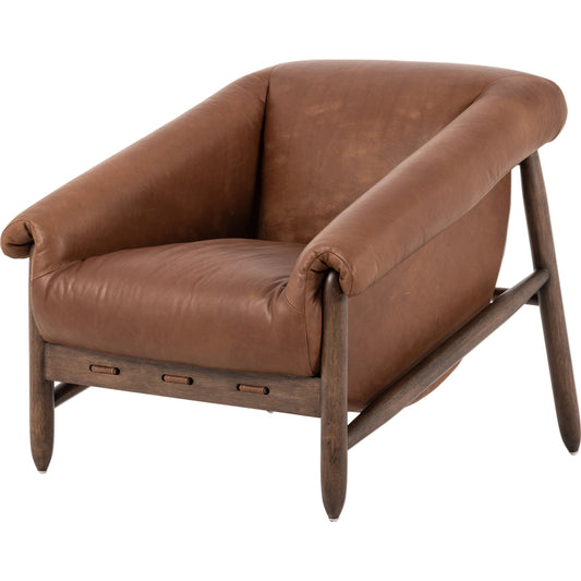 Reggie Chair by Four Hands. Made from top grain leather, solid parawood, 100% polyester in a modern style.