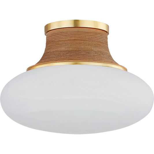 Pearl River Flush Mount by Hudson Valley in aged brass. Made from steel in a unique style.