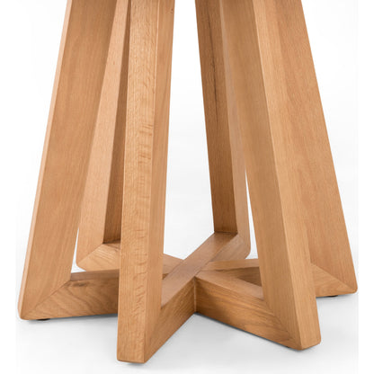 Creston Dining Table by Four Hands in honey oak, honey oak veneer, white marble and honey oak, white marble. Made from solid marble, oak veneer, solid oak in a coastal style.