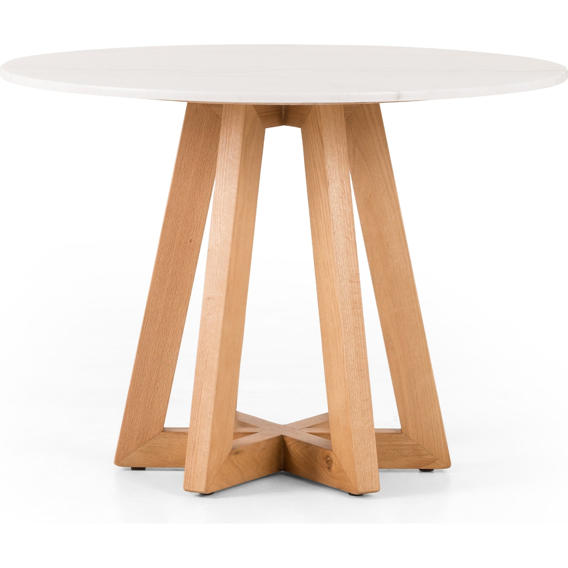 Creston Dining Table by Four Hands in honey oak, honey oak veneer, white marble and honey oak, white marble. Made from solid marble, oak veneer, solid oak in a coastal style.