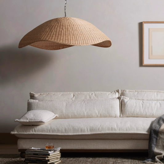 Overscale Woven Rattan Pendant by Four Hands in natural rattan. Made from rattan, iron, thermoplastic in a modern style.
