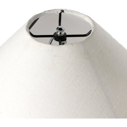 Mays Table Lamp by Four Hands in light sand porcelain. Made from ceramic, 65% polyester, 35% flax, linen, thermoplastic in a modern style.