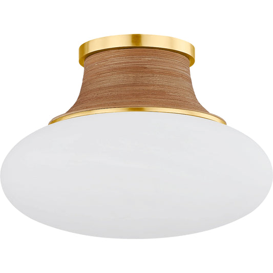 Pearl River Flush Mount by Hudson Valley in aged brass. Made from steel in a unique style.