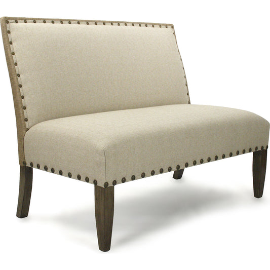 Bench by Zentique in antique linen, burlap and hardwood maple. Made from hardwood maple in a transitional style.