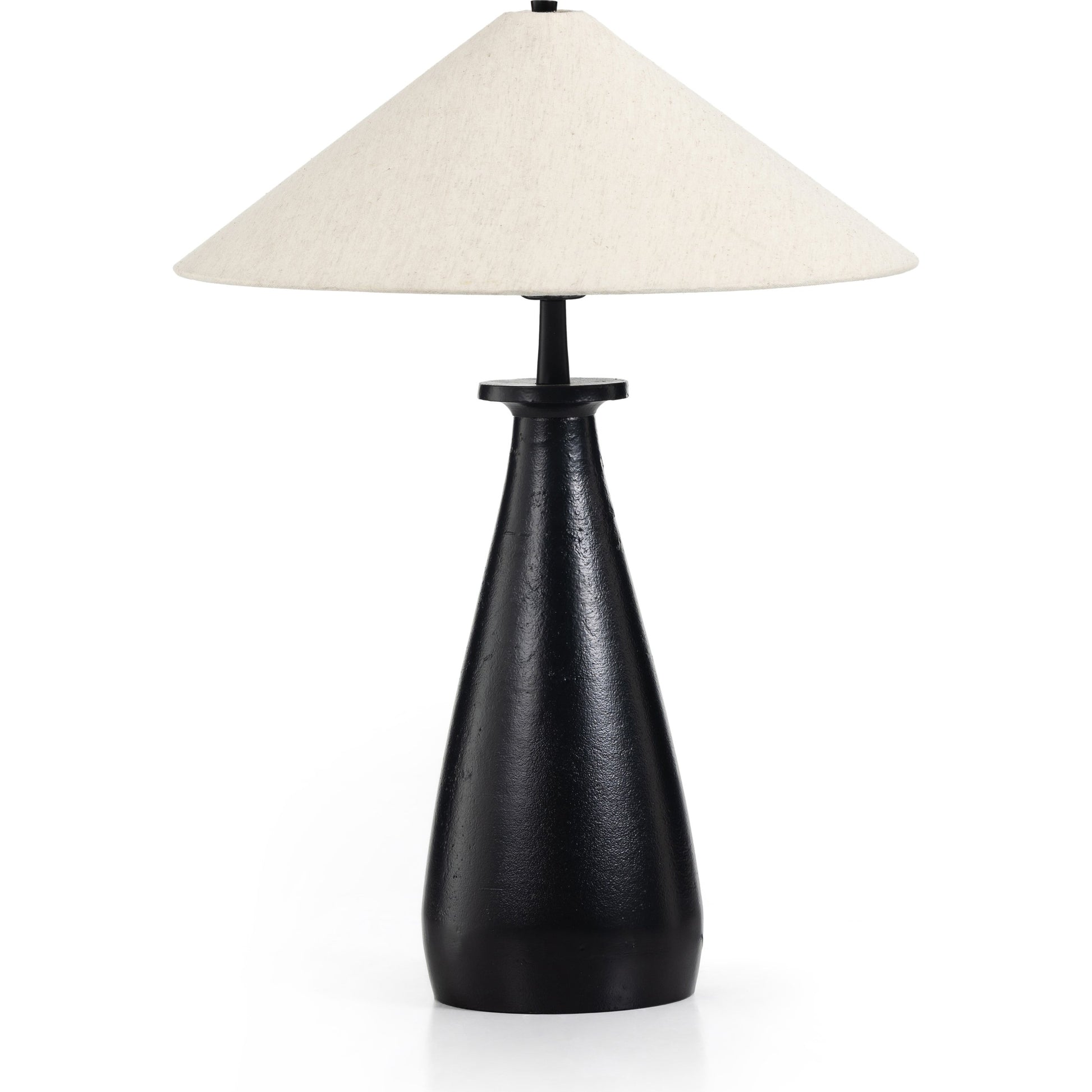 Innes Tapered Shade Table Lamp by Four Hands in matte black. Made from aluminum, 100% cotton in a modern style.