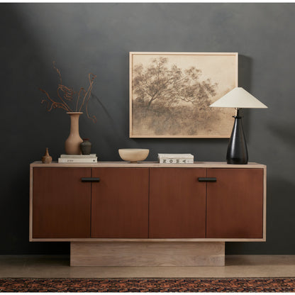 Innes Tapered Shade Table Lamp by Four Hands in matte black. Made from aluminum, 100% cotton in a modern style.