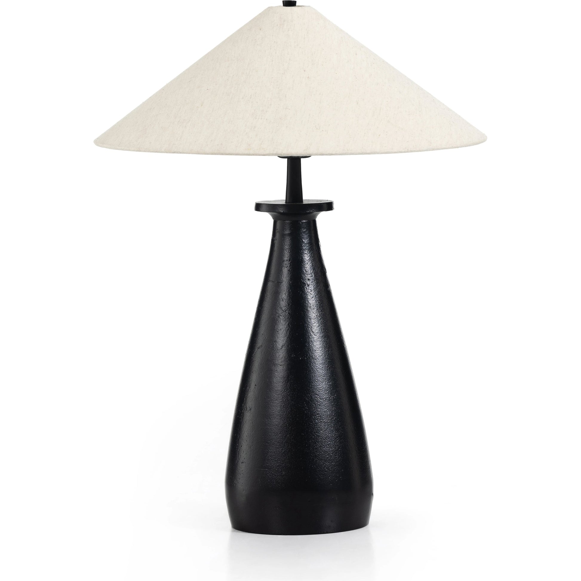 Innes Tapered Shade Table Lamp by Four Hands in matte black. Made from aluminum, 100% cotton in a modern style.