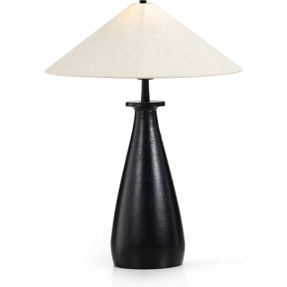 Innes Tapered Shade Table Lamp by Four Hands in matte black. Made from aluminum, 100% cotton in a modern style.