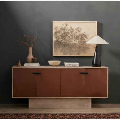 Innes Tapered Shade Table Lamp by Four Hands in matte black. Made from aluminum, 100% cotton in a modern style.