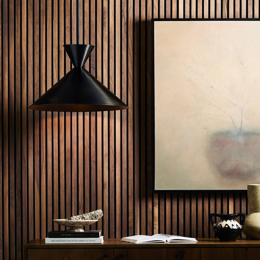 Clement Large Pendant by Four Hands in aged antique brass. Made from brass, thermoplastic in a modern style.