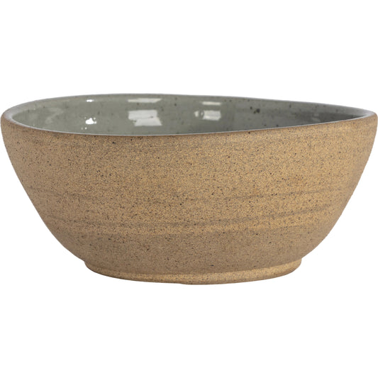Nelo Serving Bowl by Four Hands in natural and natural grey speckled. Made from ceramic in a modern style.