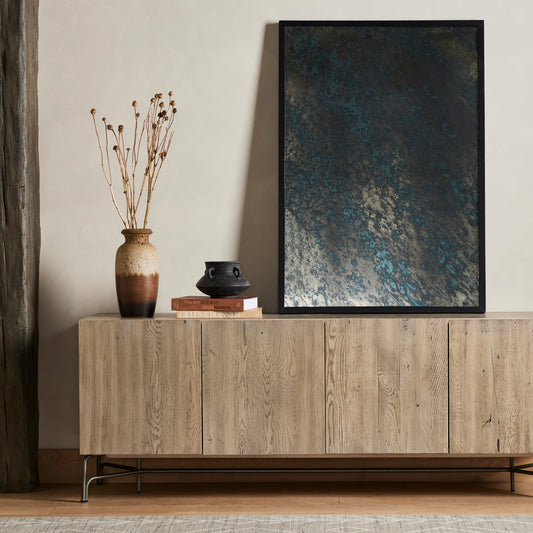Acid Wash Mirror by Four Hands in matte black. Made from iron, mirror in a transitional style.