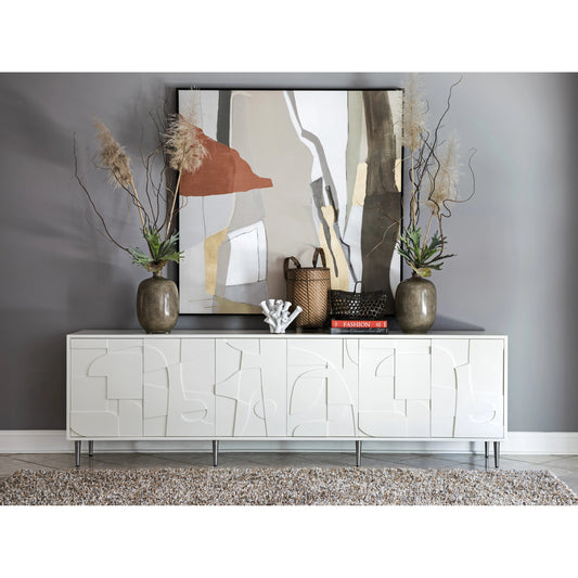 Bardo Long Media Console by Artistica Home in matte white. Made from unique in a modern style.