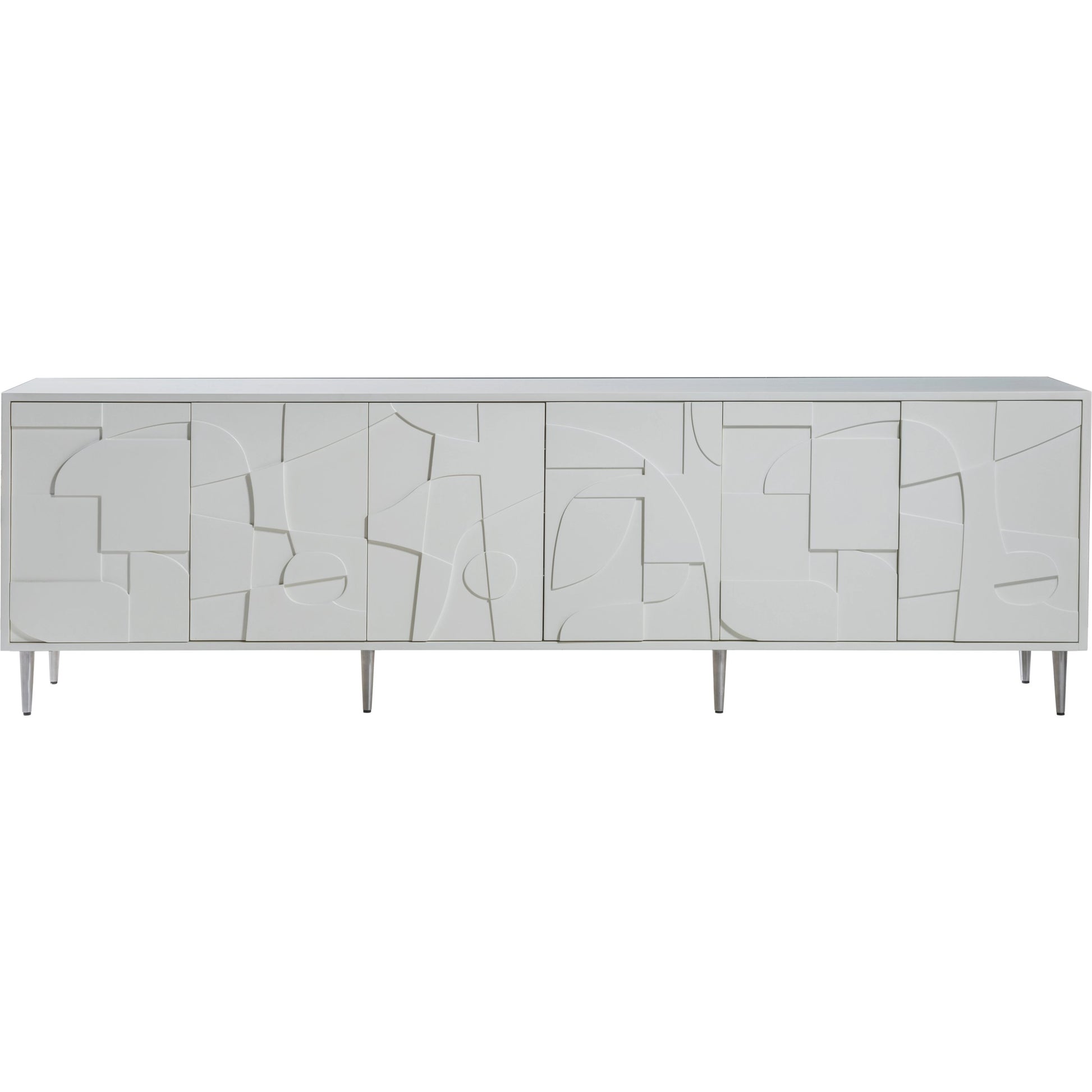 Bardo Long Media Console by Artistica Home in matte white. Made from unique in a modern style.