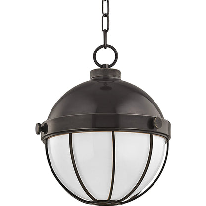 Sumner Pendant by Hudson Valley in old bronze. Made from brass in a modern style.