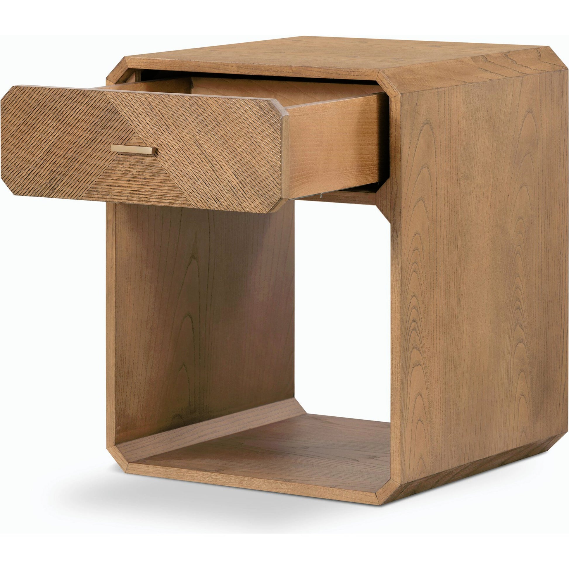 Caspian Nightstand by Four Hands. Made from ash veneer, resawn, iron in a eclectic & global style.