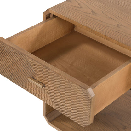 Caspian Nightstand by Four Hands. Made from ash veneer, resawn, iron in a eclectic & global style.
