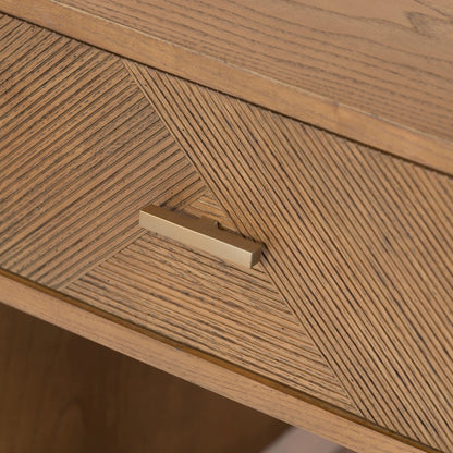 Caspian Nightstand by Four Hands. Made from ash veneer, resawn, iron in a eclectic & global style.