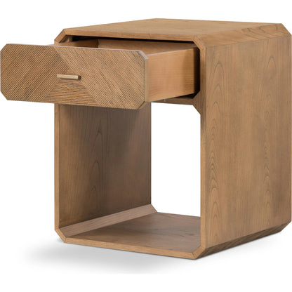 Caspian Nightstand by Four Hands. Made from ash veneer, resawn, iron in a eclectic & global style.