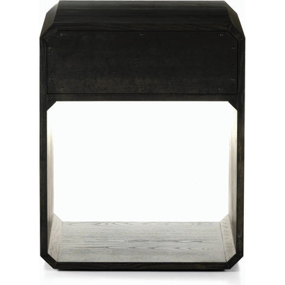 Caspian Nightstand by Four Hands. Made from ash veneer, resawn, iron in a eclectic & global style.