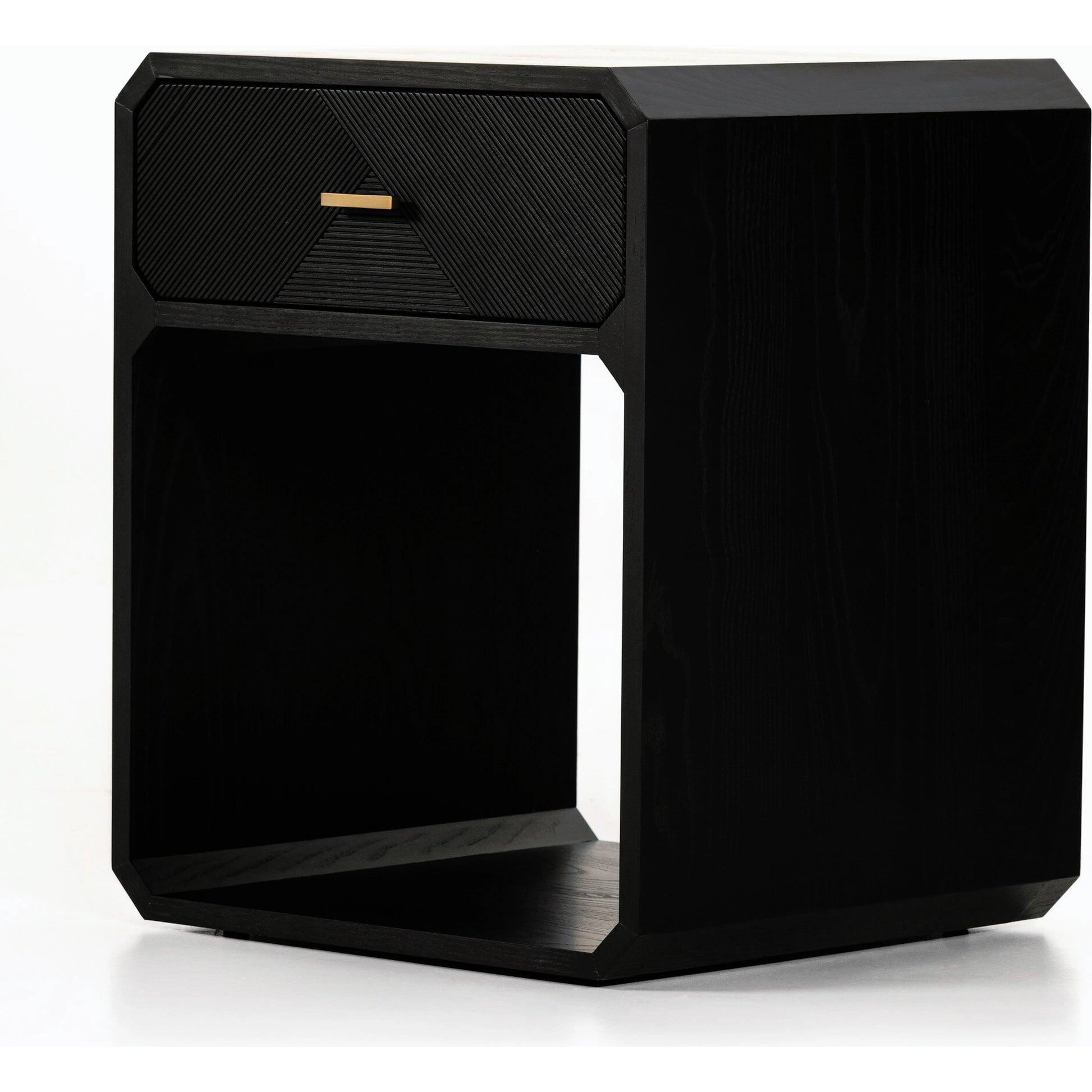 Caspian Nightstand by Four Hands. Made from ash veneer, resawn, iron in a eclectic & global style.