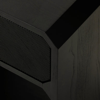 Caspian Nightstand by Four Hands. Made from ash veneer, resawn, iron in a eclectic & global style.