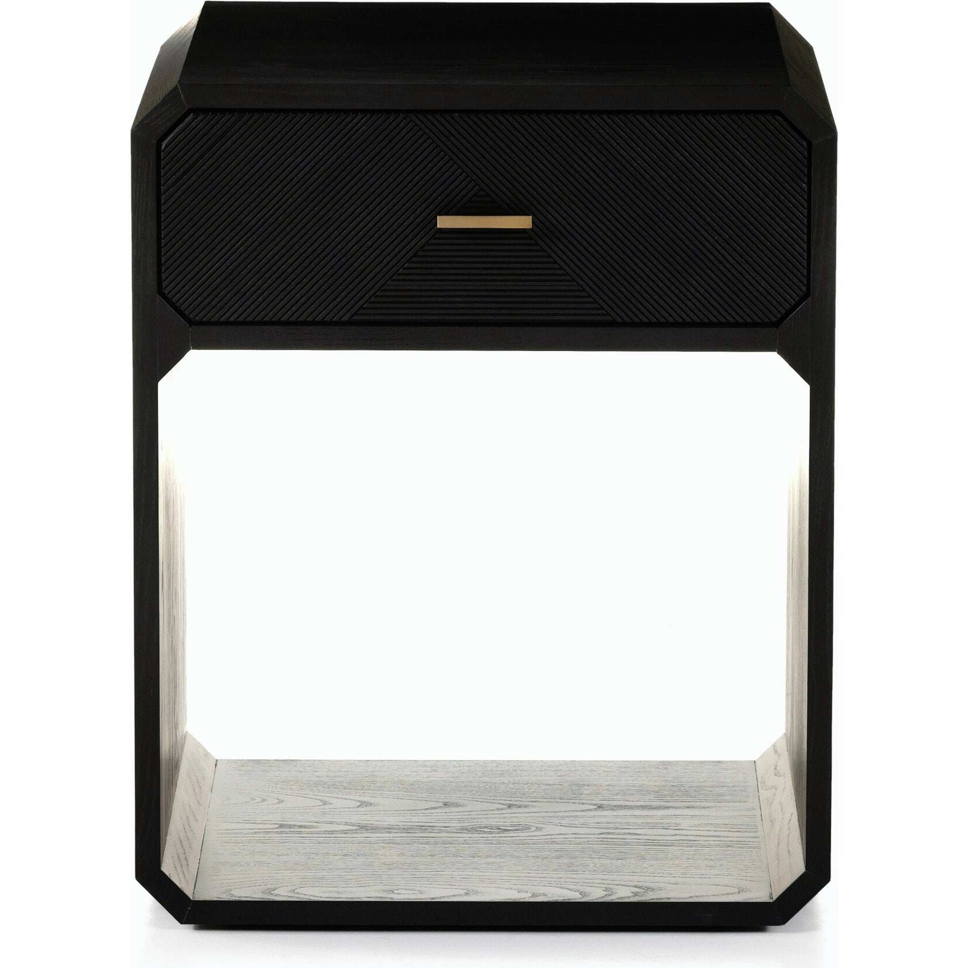 Caspian Nightstand by Four Hands. Made from ash veneer, resawn, iron in a eclectic & global style.