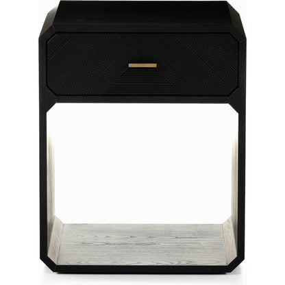 Caspian Nightstand by Four Hands. Made from ash veneer, resawn, iron in a eclectic & global style.
