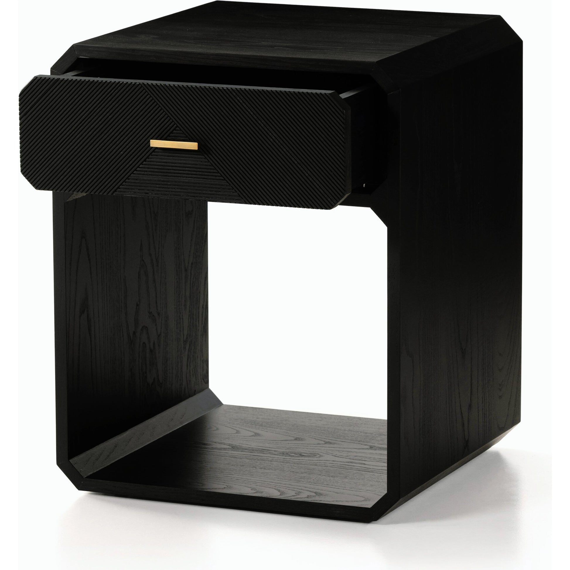 Caspian Nightstand by Four Hands. Made from ash veneer, resawn, iron in a eclectic & global style.