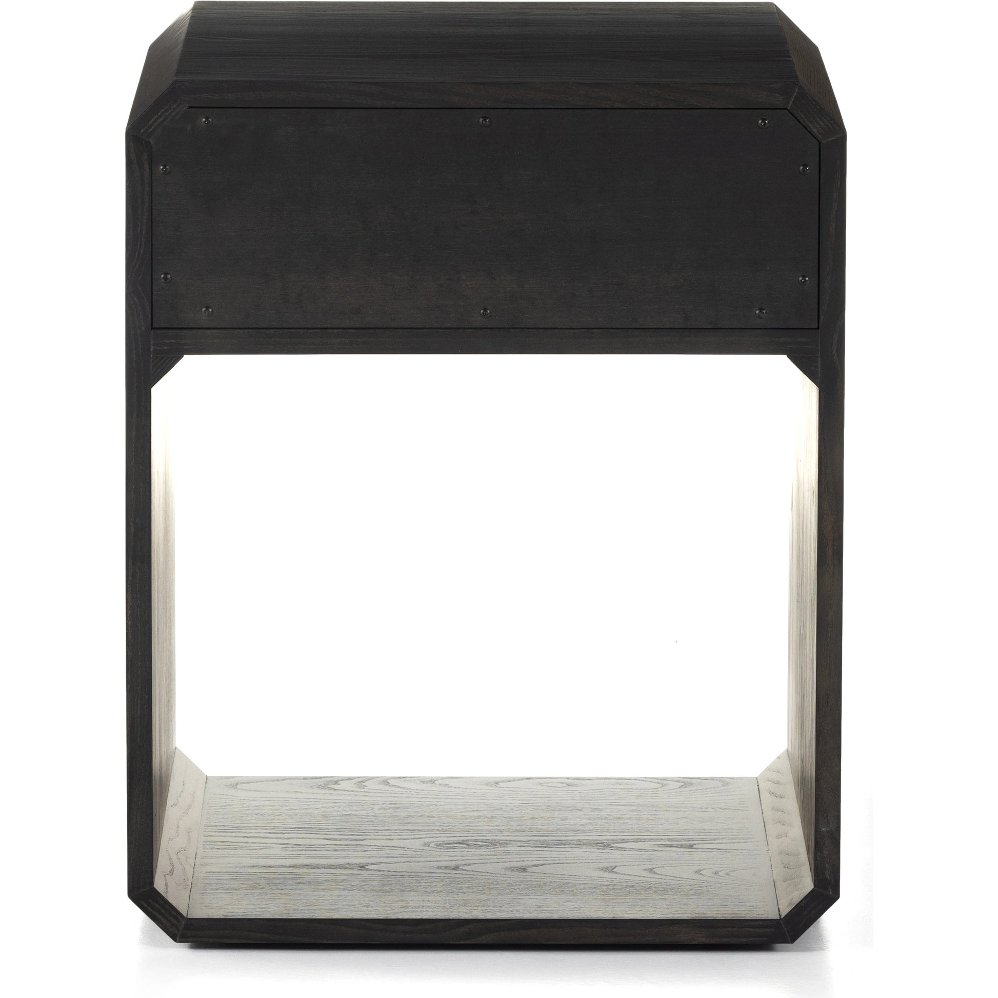 Caspian Nightstand by Four Hands. Made from ash veneer, resawn, iron in a eclectic & global style.