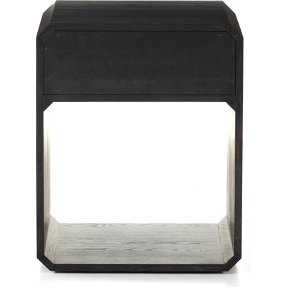 Caspian Nightstand by Four Hands. Made from ash veneer, resawn, iron in a eclectic & global style.