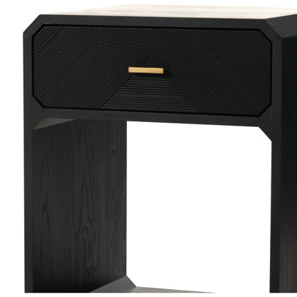 Caspian Nightstand by Four Hands. Made from ash veneer, resawn, iron in a eclectic & global style.