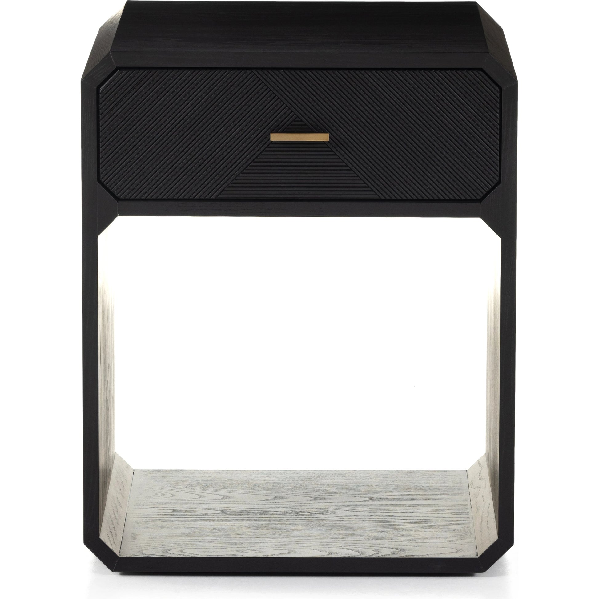 Caspian Nightstand by Four Hands. Made from ash veneer, resawn, iron in a eclectic & global style.