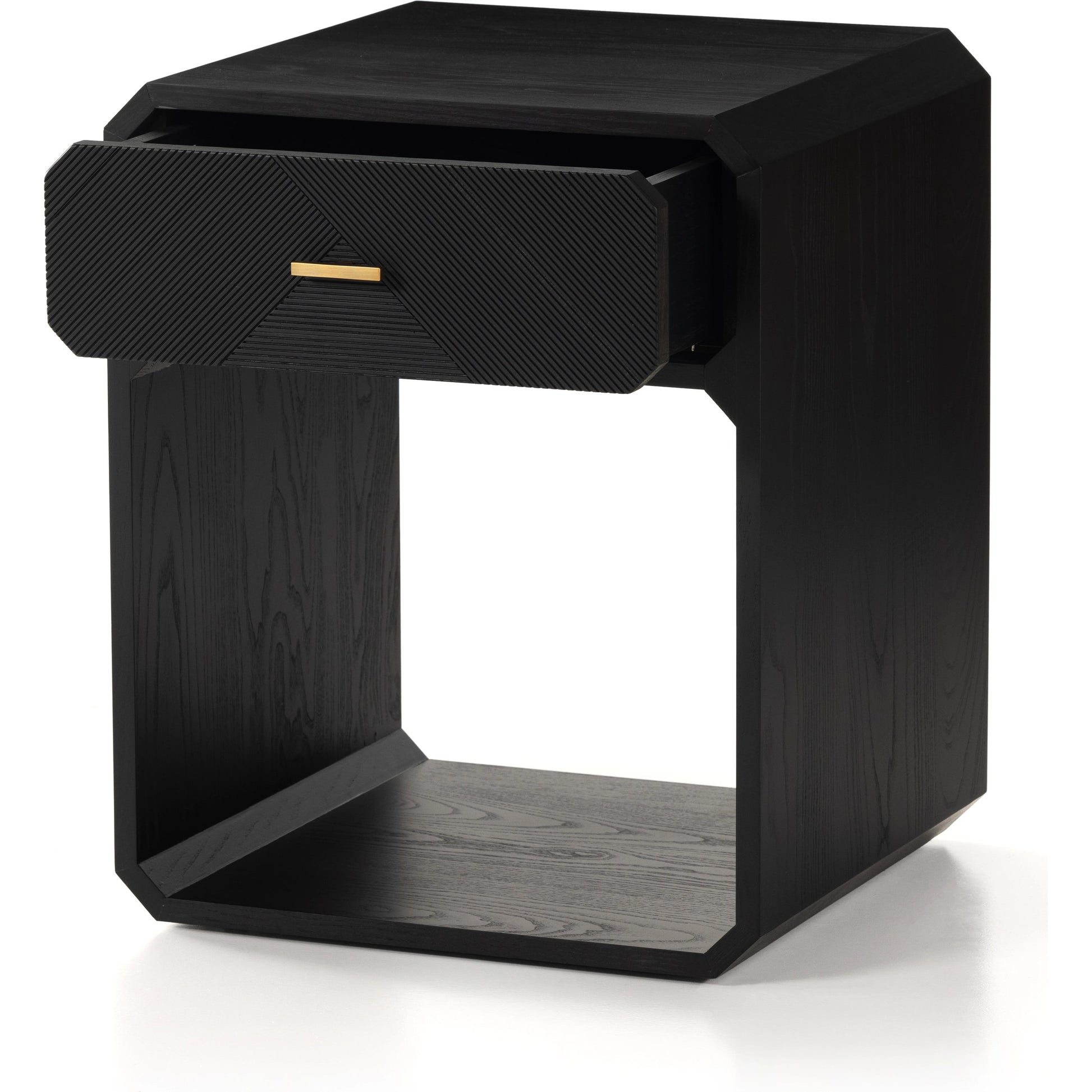 Caspian Nightstand by Four Hands. Made from ash veneer, resawn, iron in a eclectic & global style.
