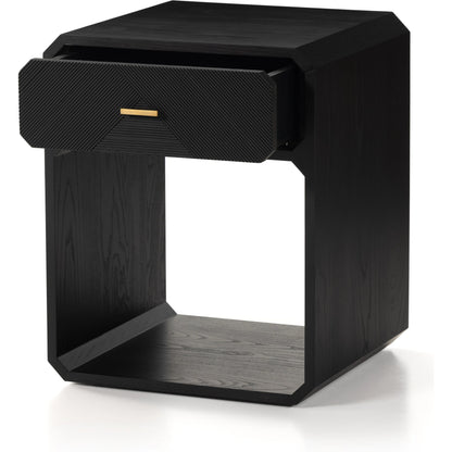 Caspian Nightstand by Four Hands. Made from ash veneer, resawn, iron in a eclectic & global style.