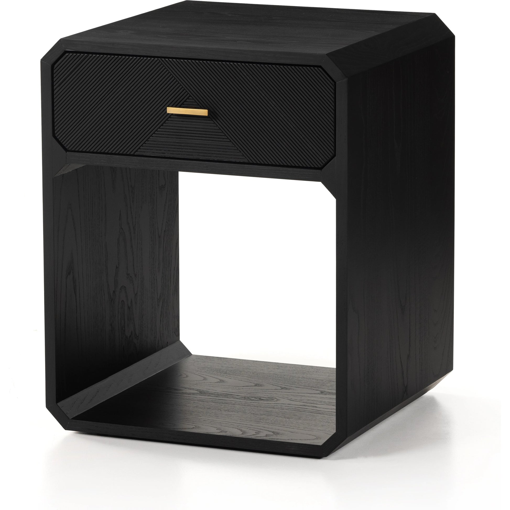 Caspian Nightstand by Four Hands. Made from ash veneer, resawn, iron in a eclectic & global style.