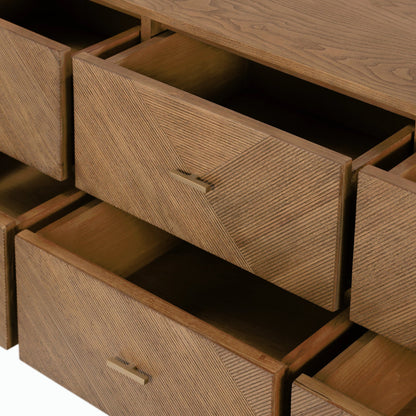 Caspian 6 Drawer Dresser by Four Hands. Made from ash veneer, resawn, iron in a eclectic & global style.
