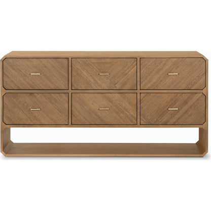 Caspian 6 Drawer Dresser by Four Hands. Made from ash veneer, resawn, iron in a eclectic & global style.