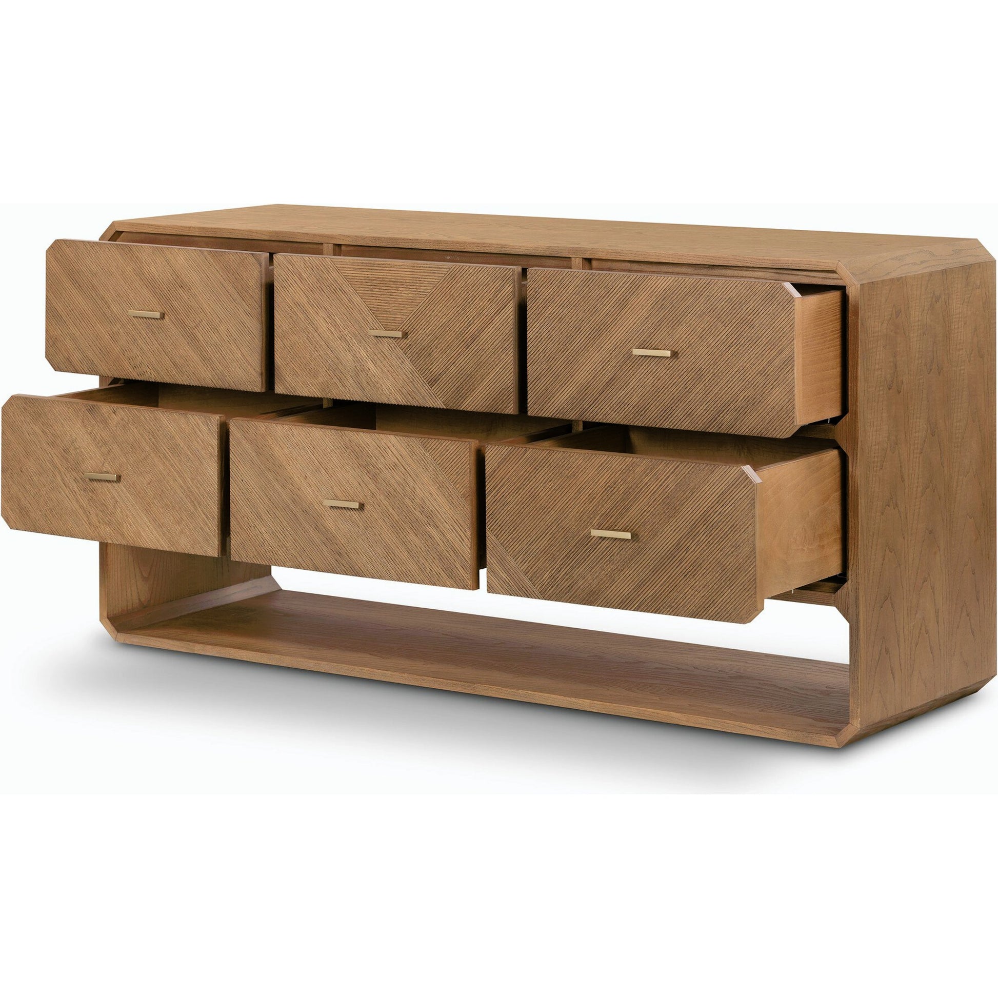 Caspian 6 Drawer Dresser by Four Hands. Made from ash veneer, resawn, iron in a eclectic & global style.