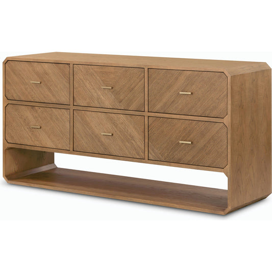 Caspian 6 Drawer Dresser by Four Hands. Made from ash veneer, resawn, iron in a eclectic & global style.