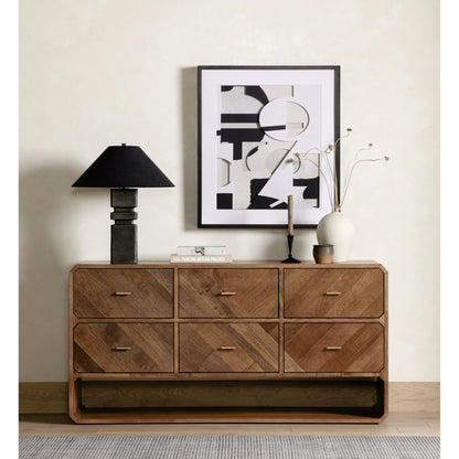 Caspian 6 Drawer Dresser by Four Hands. Made from ash veneer, resawn, iron in a eclectic & global style.