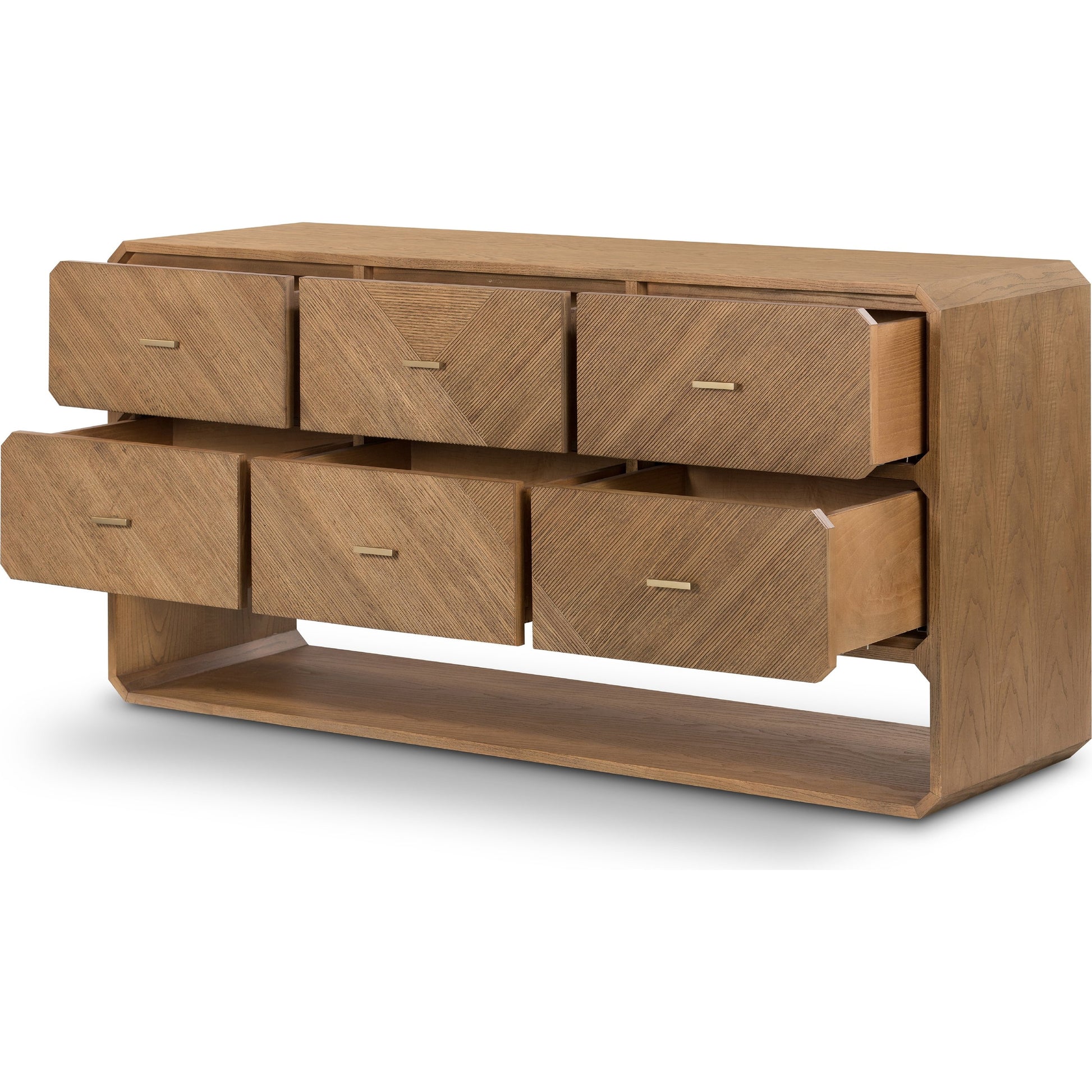 Caspian 6 Drawer Dresser by Four Hands. Made from ash veneer, resawn, iron in a eclectic & global style.