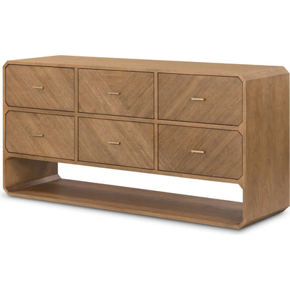 Caspian 6 Drawer Dresser by Four Hands. Made from ash veneer, resawn, iron in a eclectic & global style.