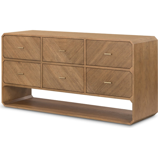 001 SI-1901066 | Additional Silo | Caspian 6 Drawer Dresser by Four Hands. Made from ash veneer, resawn, iron in a eclectic & global style.