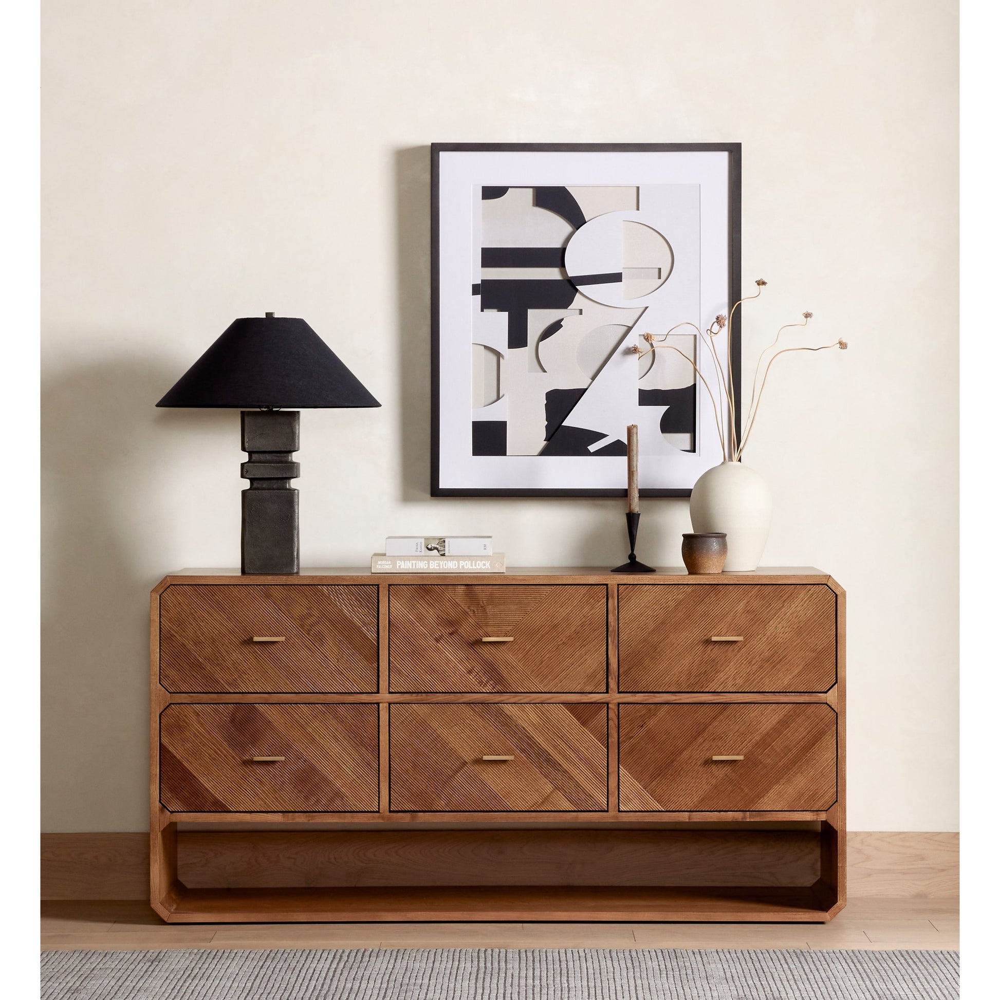 Caspian 6 Drawer Dresser by Four Hands. Made from ash veneer, resawn, iron in a eclectic & global style.