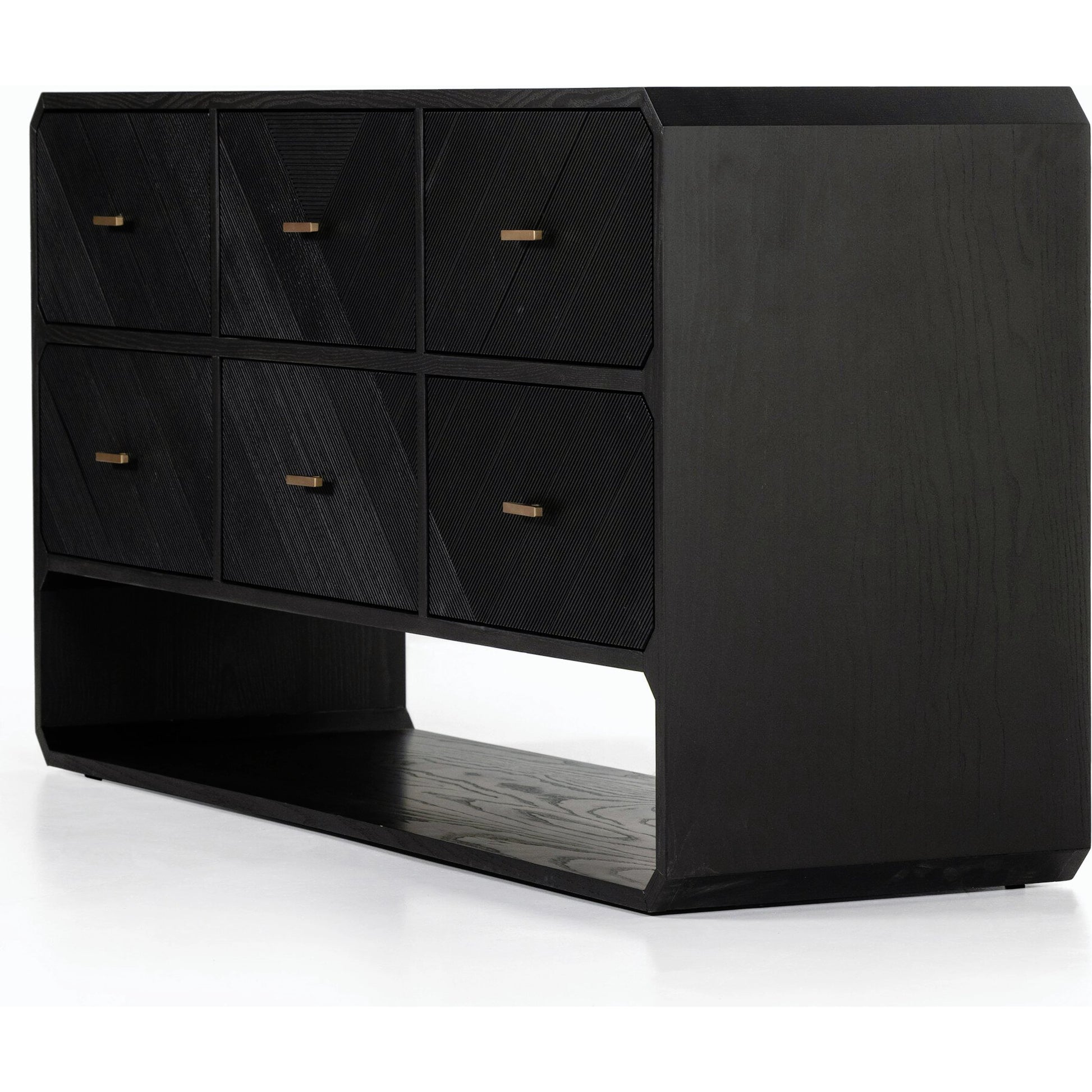 Caspian 6 Drawer Dresser by Four Hands. Made from ash veneer, resawn, iron in a eclectic & global style.