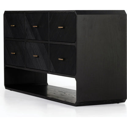 Caspian 6 Drawer Dresser by Four Hands. Made from ash veneer, resawn, iron in a eclectic & global style.