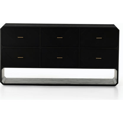 Caspian 6 Drawer Dresser by Four Hands. Made from ash veneer, resawn, iron in a eclectic & global style.