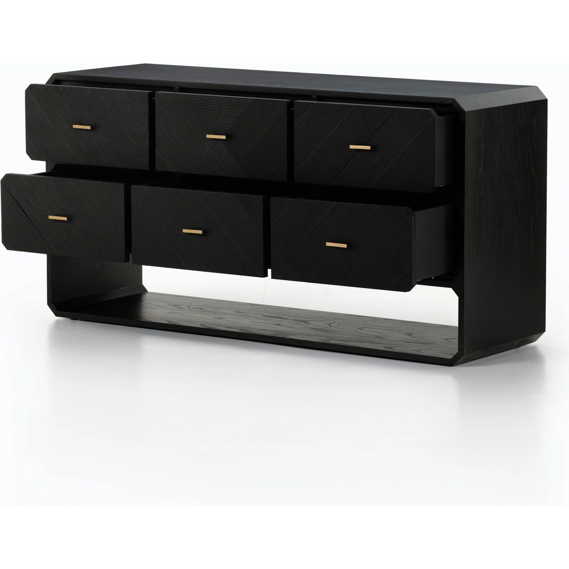 Caspian 6 Drawer Dresser by Four Hands. Made from ash veneer, resawn, iron in a eclectic & global style.